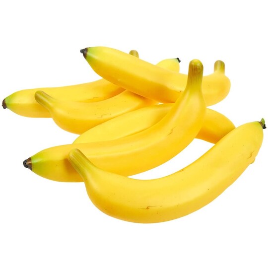 Juvale; Juvale Set of 6 Individual Fake Fruit Bananas - Artificial Fruit Plastic Bananas for Still Life Paintings, Storefront Decoration, Kitchen Decor, Yellow, 8 x 3.7 x 1.5 Inches; Category:Fruits & Vegetables; Image:1